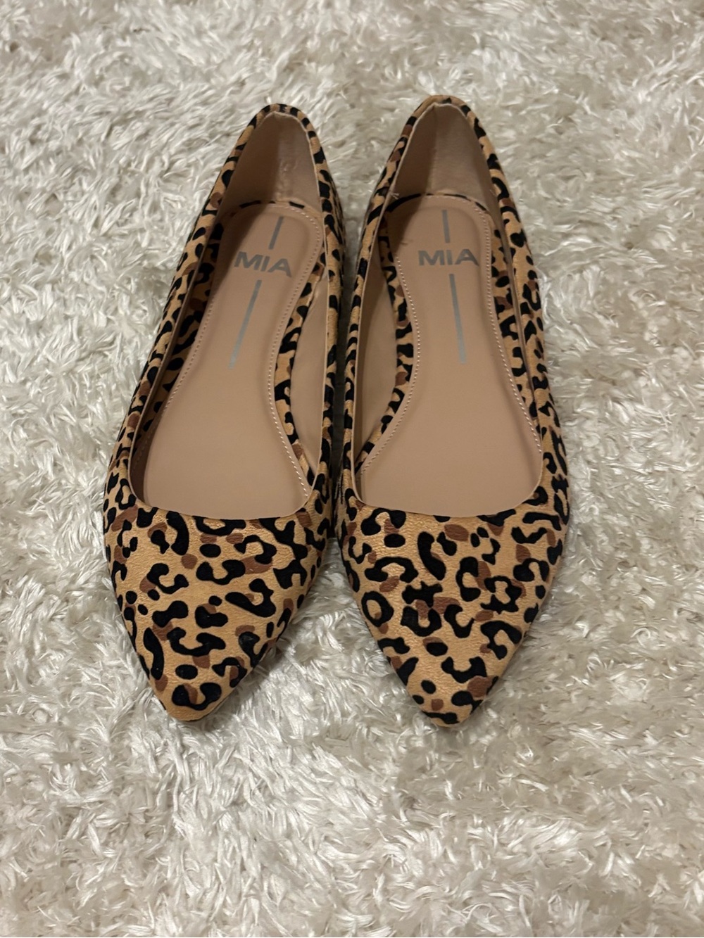MIA Leopard Print Pointed Flats in Tan and Black NWOB sz 8.5